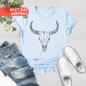 Boho Cow Skull Shirt, Howdy Shirt, Western Shirt, Cowgirl Shirt, Bull Skull Shirt, Southwest Shirt, Boho Cow Shirt, Heifer Shirt, Ranch Tee 画像 4