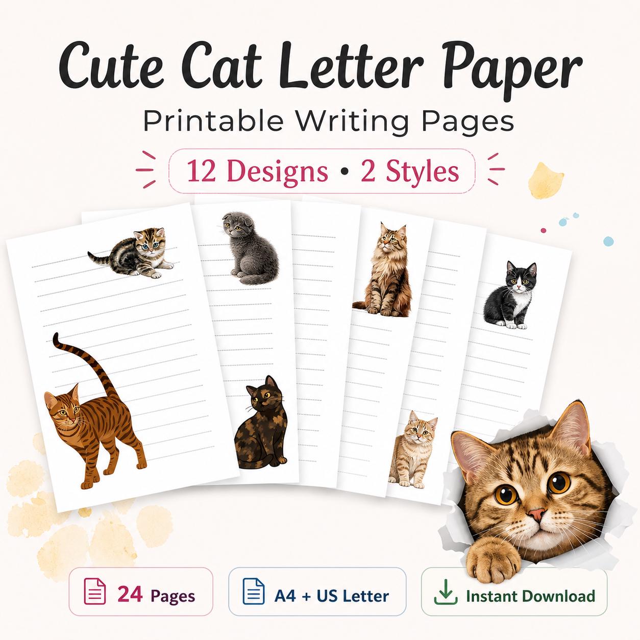 Cat Themed Writing Paper