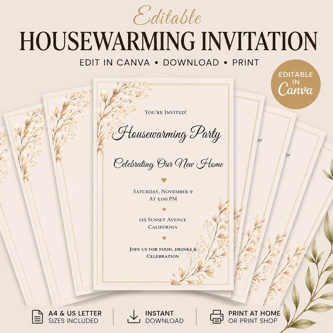 Editable Housewarming Invitation Template, Minimalist New Home Invite ...