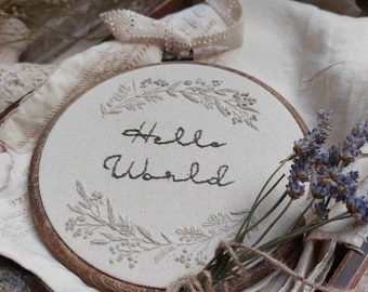 Newborn Photography Prop, Baby Announcement Embroidery Hoop, Hello world Sign, Wall art, Baby Nursery Décor, New Baby Gift
