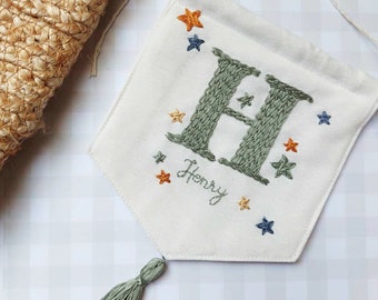 Embroidered Children's Name Banner: Personalized Nursery Decor, Kids room