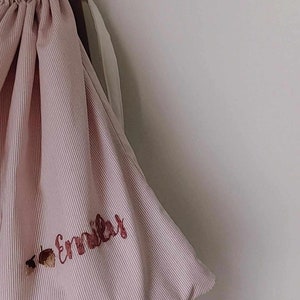 Bestickte Baumwolltasche | Personalisierte bestickte Kordelzugtasche | Kinder Kordelzug | Baumwoll-Geschenk-Tasche | Bestickter Kordelzug |
