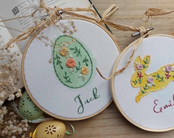 Custom Name Floral Embroidery Hoop | Easter Embroidery Hoop | Floral Embroidery | Wall art | Baby Girl Nursery Decor | kid's room decoration