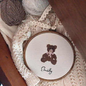 Custom Baby Name Embroidery – Teddy Bear Gift for Newborn – Handmade Nursery Decor –Baby Shower Gift – Personalized Keepsake
