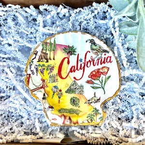 Plat à bijoux en coquille de Saint-Jacques pour mariage en Californie. Cadeau d'incendie de LA. Cadeau californien. Fête sur la plage de Cali. Cadeau de mariage à Newport Beach.
