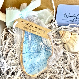 Marthas Vineyard Muschelschale für Babypartys, Hochzeitsgeschenk. Martha’s Vineyard-Kartengeschenk, Schmuck oder AirPod-Schale. Idee für eine Babyparty für einen Jungen