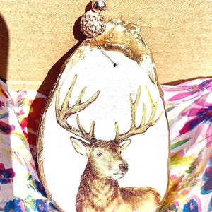Buck oyster shell Ornament. Large Deer Oyster shell christmas ornament. Stag Ornament. Coastal Christmas ornament Hunter gift. Hunting gift
