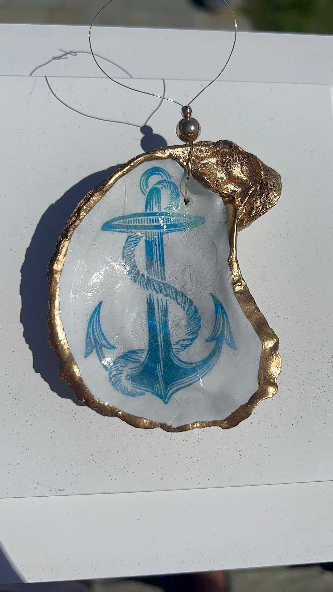 Anchor Ornament. Anchor Shell Christmas Ornament. Oyster Shell