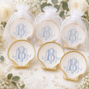 Personlig monogram snäckskal prydnadsfat Anpassad bröllopsgåva, anpassad brudduschgåva, monogramringfat, monogramprydnadsgåva
