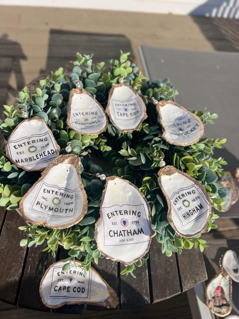 CAPE COD Oyster Shell Christmas Ornament. Cape Cod Ring Dish Cape Cod