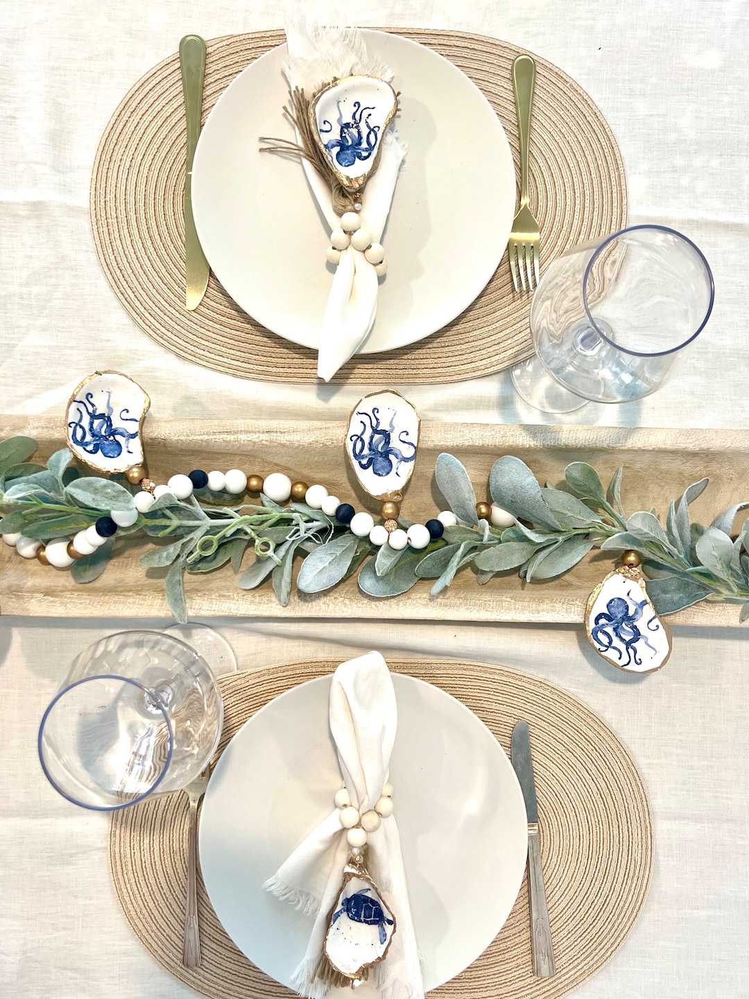 Coastal Bridal Shower Nautical Garland Centerpiece & Shell Napkin Ring ...