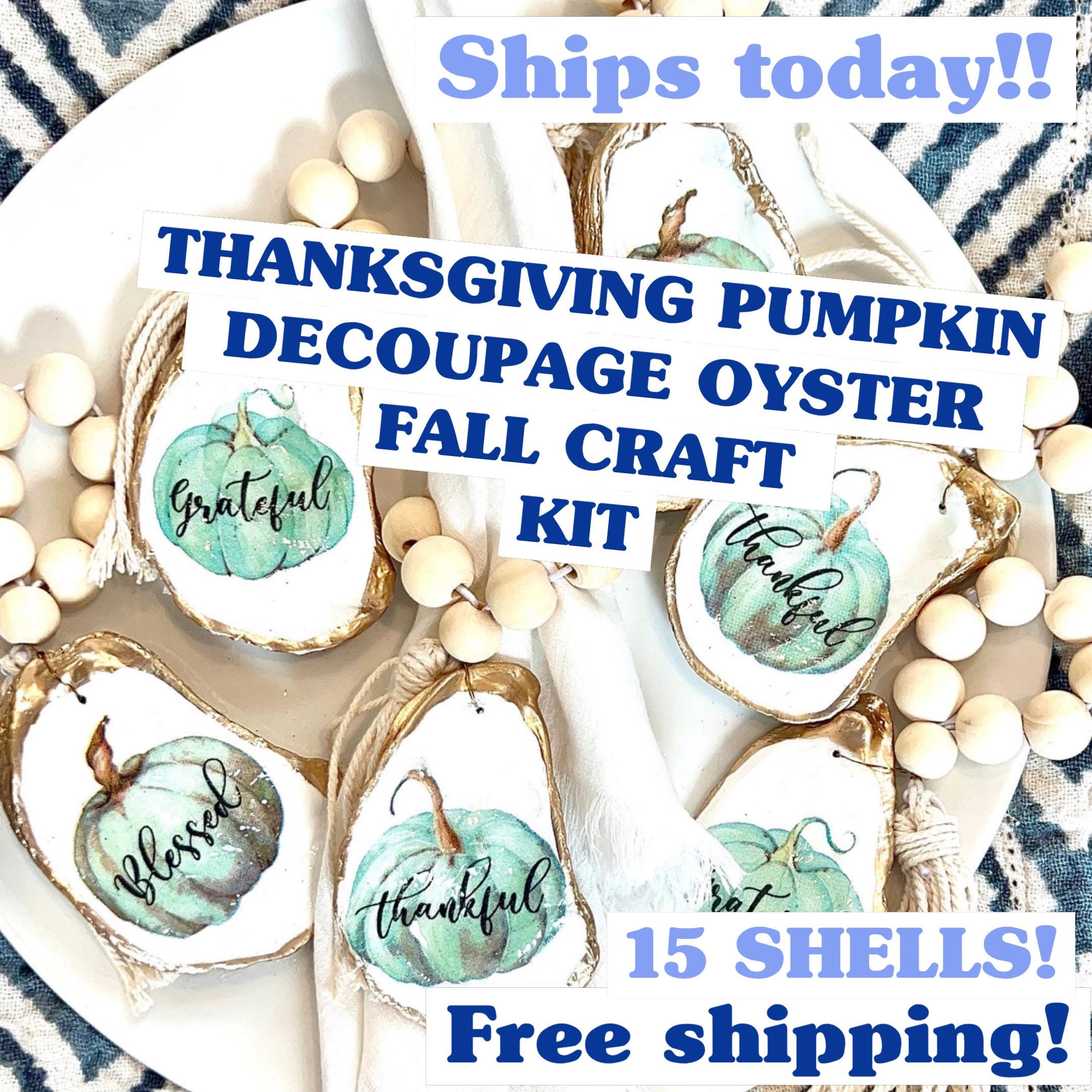 THANKSGIVING PUMPKIN Decoupaged Shell Fall Craft Kit|fall Craft ...