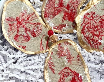 赤いトワルのクリスマスオーナメント。ビクトリア朝のクリスマス