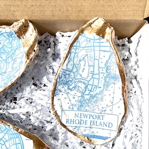 NEWPORT KARTE Austernschale Geschenk. NEWPORT Weihnachtsgeschenk. Rhode Island Geschenk. Rhode Island Schmuckschälchen. Newport Muschelschale. Newport Gastgeschenk