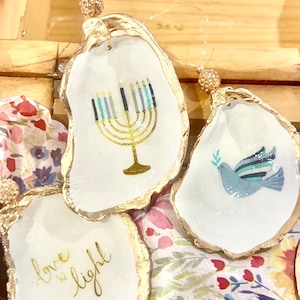Chanukka Austernmuschel Ornament Geschenkset. Chanukka-Strauch Ornamente. Jüdische/Judentum Ornamente Geschenk Set. Unterstützen Sie Israel Geschenke