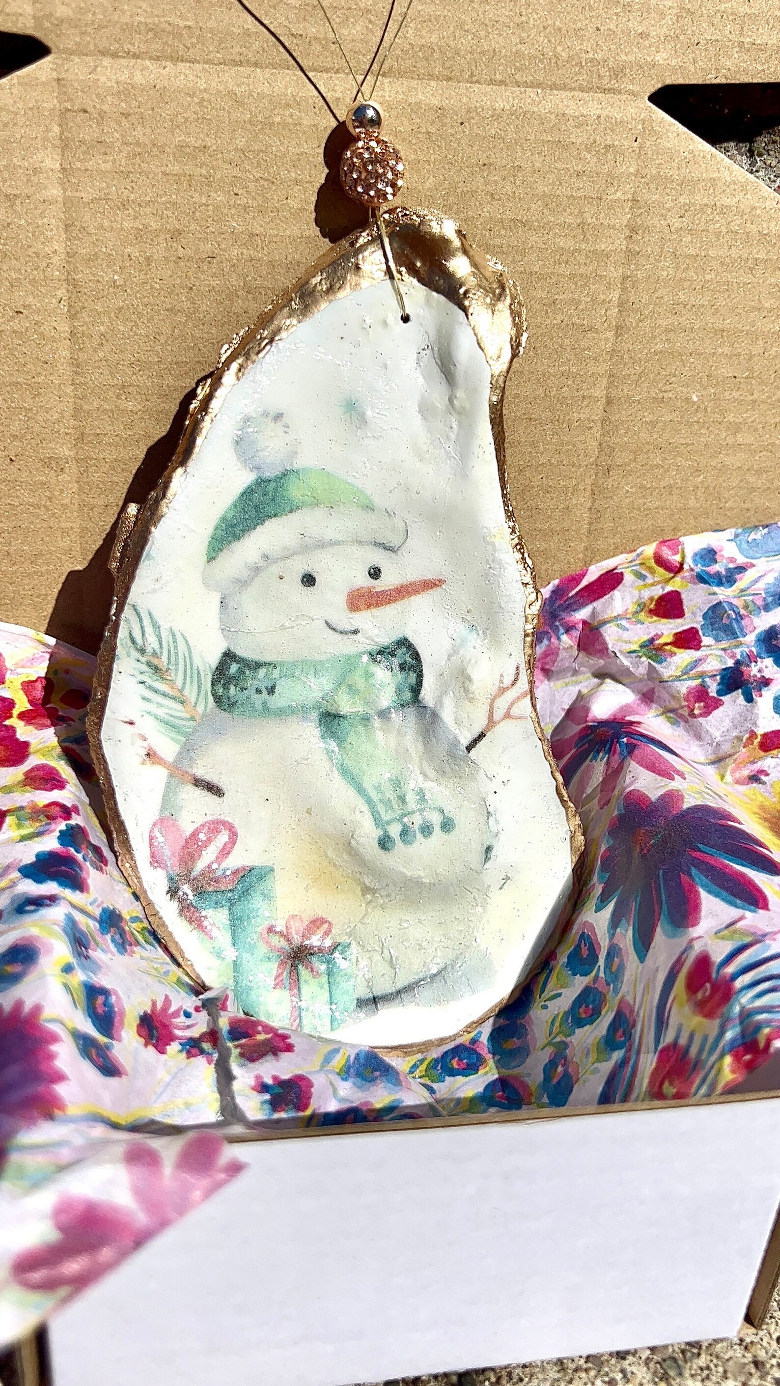 large-snowman-decoupaged-christmas-ornament-snowman-shell-ornament