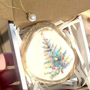 Classic Christmas tree shell Ornament. Handmade Christmas Tree Ornament. Vintage Christmas Ornament. Traditonal Christmas tree ornament