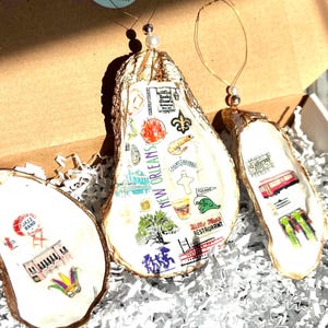 New Orleans oyster shell Ornament gift set. New Orleans Christmas ornament. Louisiana Christmas ornament. Mardi Gras ornament favor idea