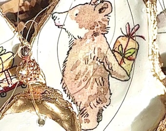 Adorno navideño de oso. Adorno de concha de oso de bosque. Idea de regalo para adorno de oso pardo. Idea de regalo de oso. Adorno de oso para regalo de Navidad.