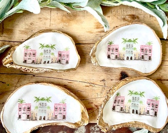 Charleston Sweet Sixteen party favor idea oyster shell trinket dish jewelry tray. Southern Sweet 16 party favor jewelry dish bulk discount.