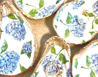 NANTUCKET HYDRANGEA Geschenk Austernmuschelschale. New England Austernteller. Hortensie Austernschale. Hortensien Geschenk für Mama. Hortensien Gastgeschenk