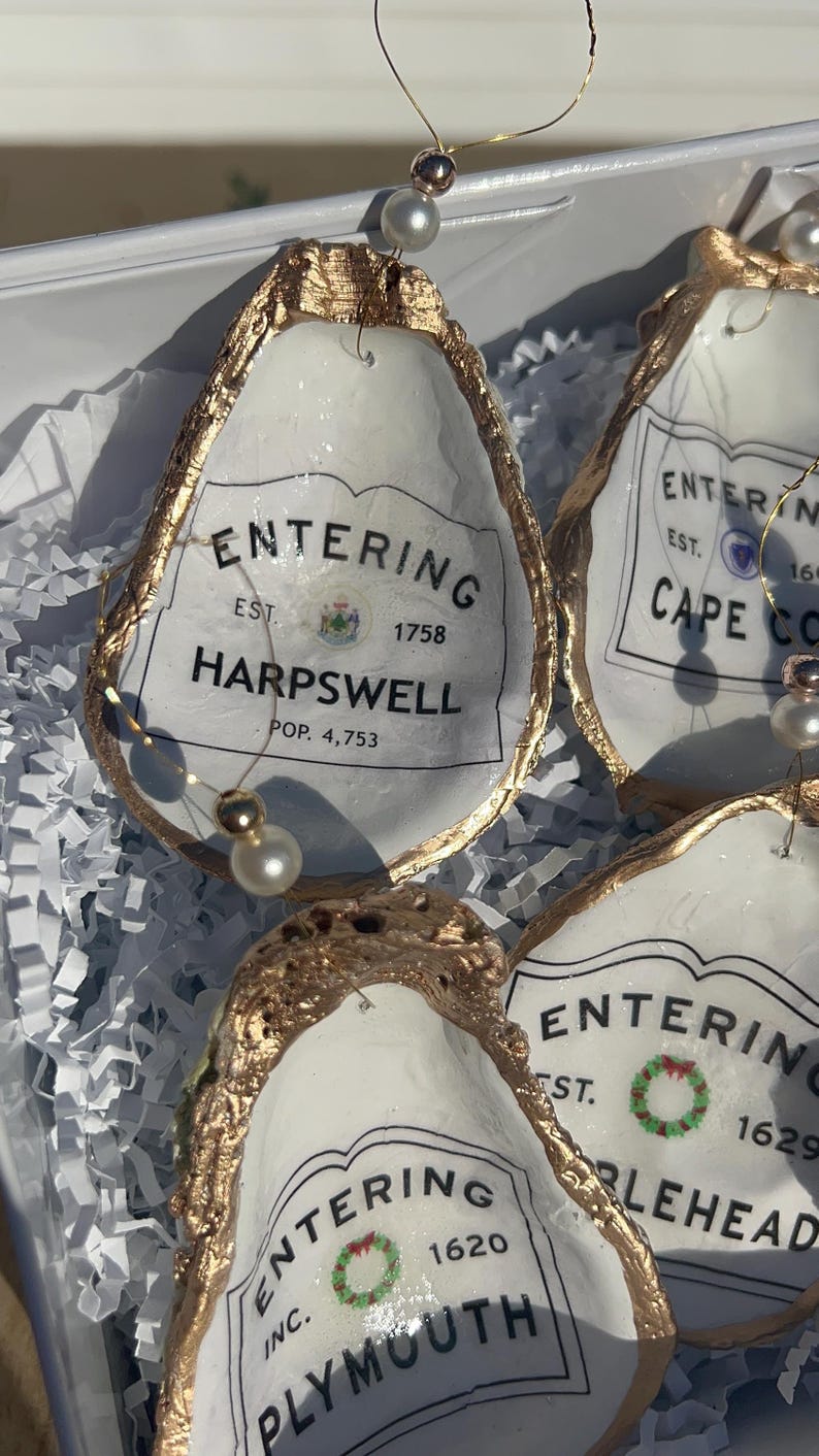CAPE COD Oyster Shell Christmas Ornament. Cape Cod Ring Dish Cape Cod