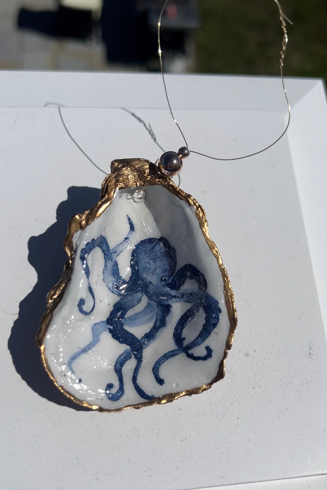 Octopus Oyster Shell Ornament for Beach Tree. Squid Oyster Shell ...