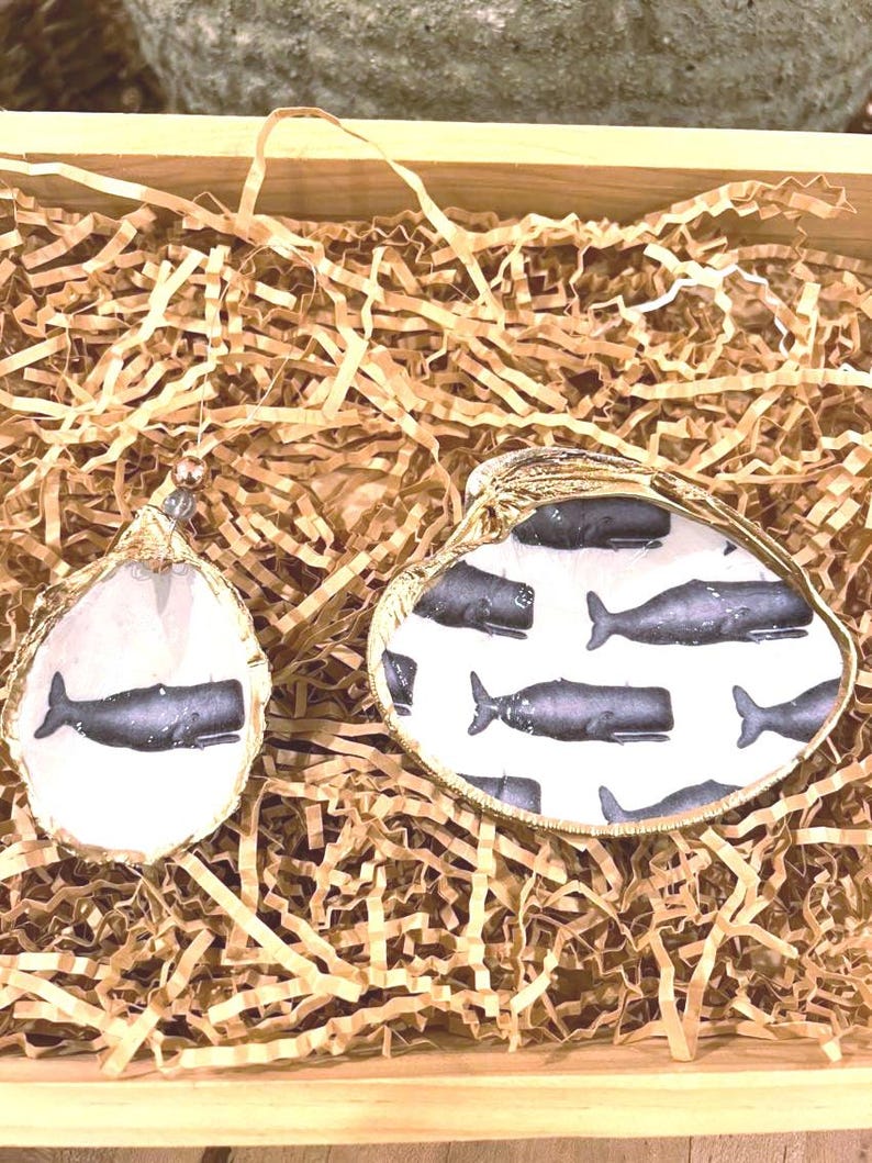 WendyClareDesigns Whale Oyster Shell Ornament
