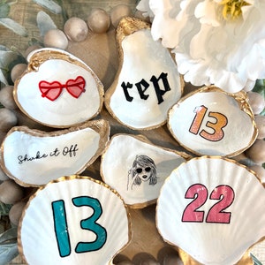 Muschelschale als Gastgeschenk. Swiftie Shell Ring Dish für Geburtstagsparty. Goody Bag Gunst Idee Sweet sechzehn Swiftie Mädchen-Party-Idee