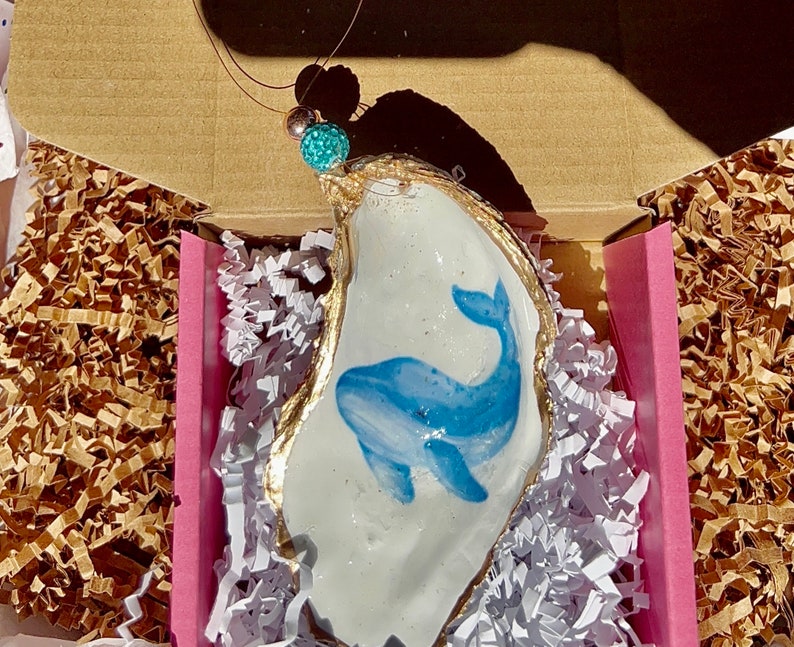WendyClareDesigns Whale Oyster Shell Ornament