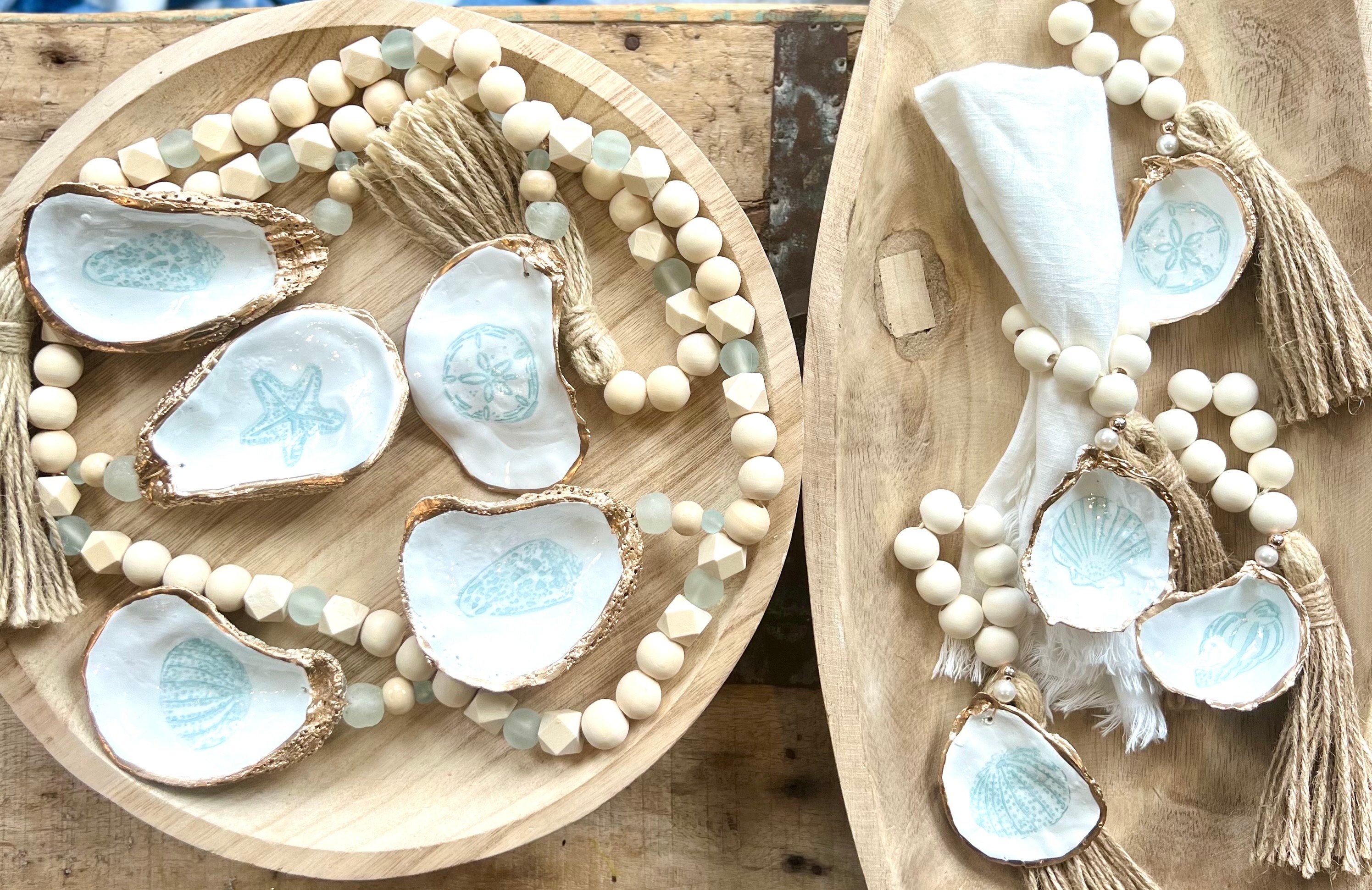 Coastal Bridal Shower Sea Glass Garland Centerpiece & Oyster