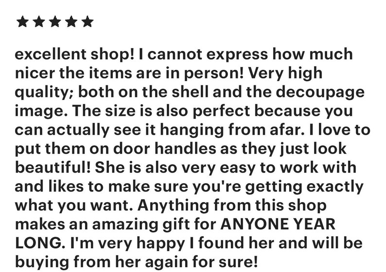 May include: Five-star review of an Etsy shop. The review praises the quality of the items, the size, and the seller's customer service. The reviewer states that they will be buying from the shop again.