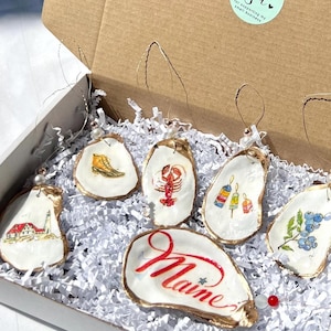 Adorno de NAVIDAD de Maine. Adorno de ostra de Maine. Adorno de concha de Maine. Arte de ostras de Maine. Idea de regalo de Maine. Regalo de Navidad de Maine. Viajes a Maine