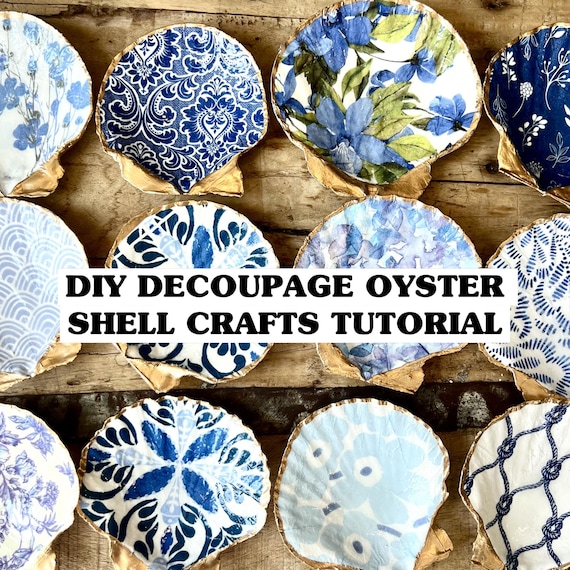 Decoupaged Oyster Instruction Download. Girls Night Activity. Kids School Vacation Activity.  Birthday party activity. Womens Club Activity