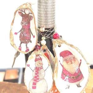 Santa Christmas Ornament. Traditional Santa shell Ornament. Snowman christmas Ornament. Reindeer Christmas ornament. Polar bear ornament.