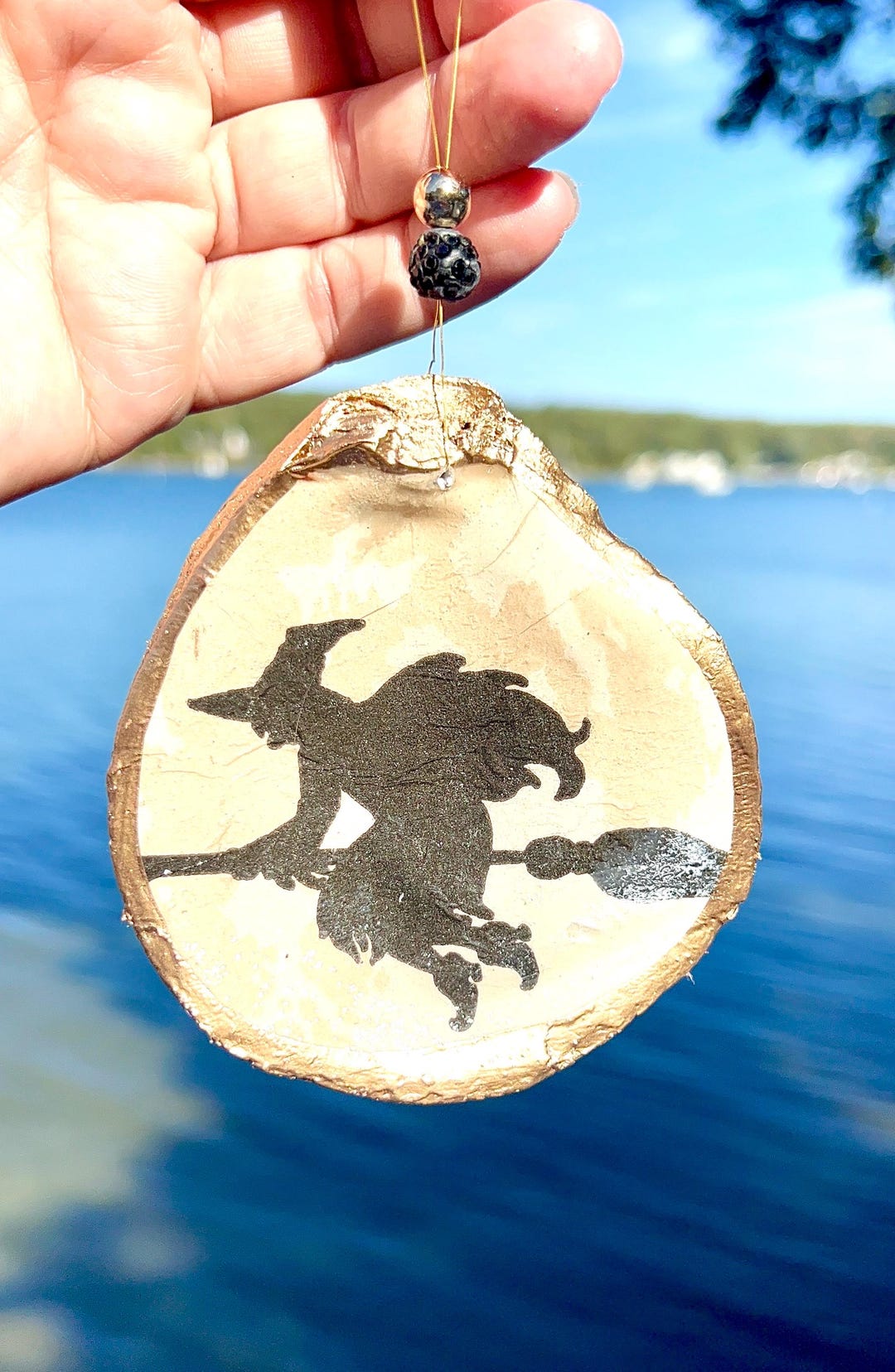 Witchery Shell WITCH Ornament Oyster Shell. Witchy HALLOWEEN HOME Decor. Halloween ...