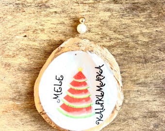 Mele Kalikimaka Muschel Ornament. Hawaiianische Weihnachtsanhänger. Wassermelonen Baum Ornament. Mele kalikimaka Hawaiianische Verzierung Küsten tre