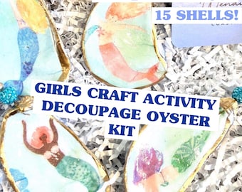 Kit de manualidades para niñas con adornos de conchas decoupage/Kit de manualidades navideñas/Kit de manualidades con conchas de OSTRAS/Kit de manualidades con decoupage de ostras/Kit de conchas decoupage