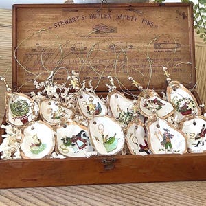 12 DAYS of CHRISTMAS Shell Ornament Set.  CLASSIC Christmas ornament. Traditional ornament set. Vintage Christmas ornament heirloom gift