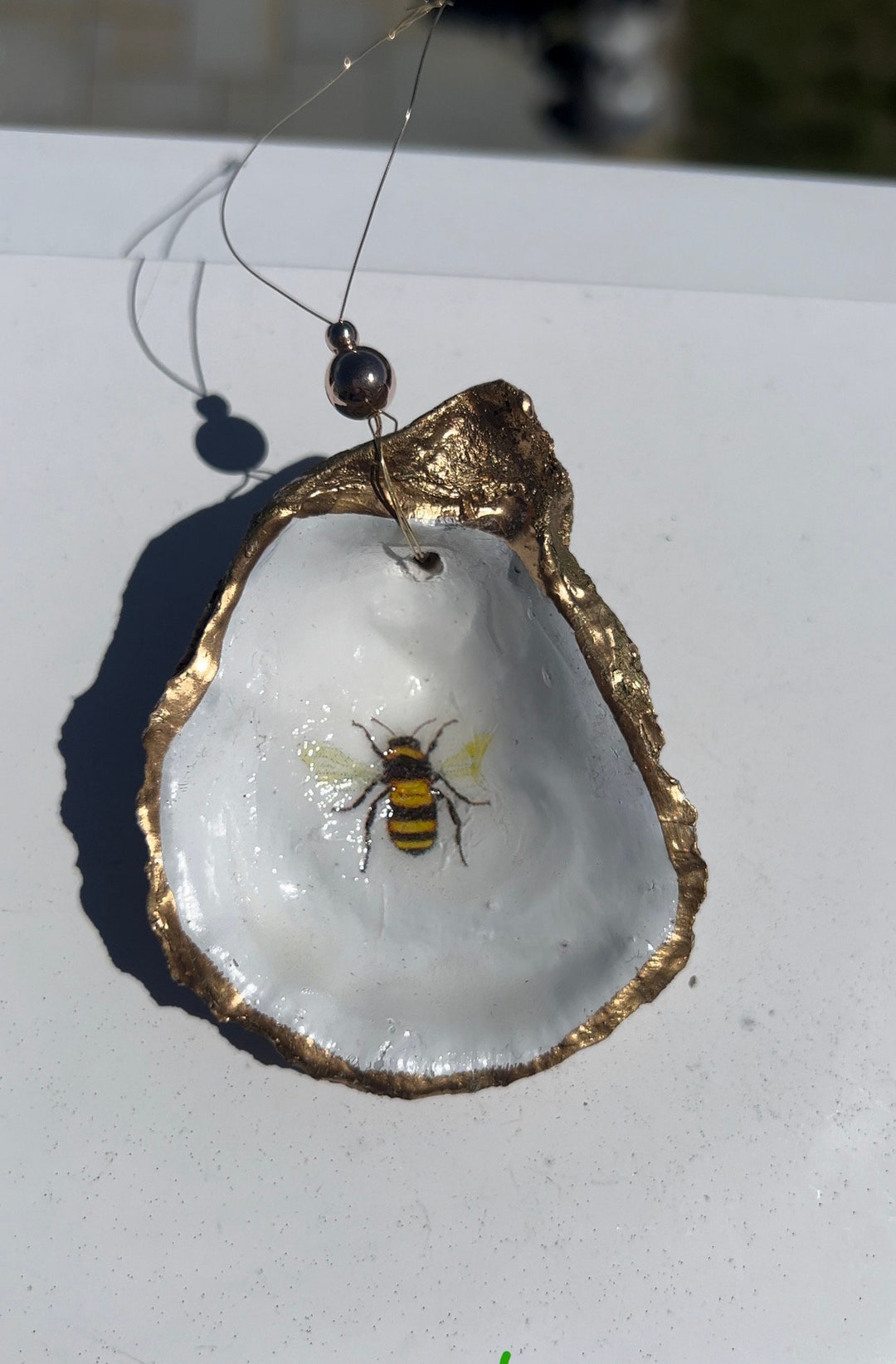 Bee Christmas Ornament. Honey Bee Oyster Shell Christmas Ornament. Baby ...