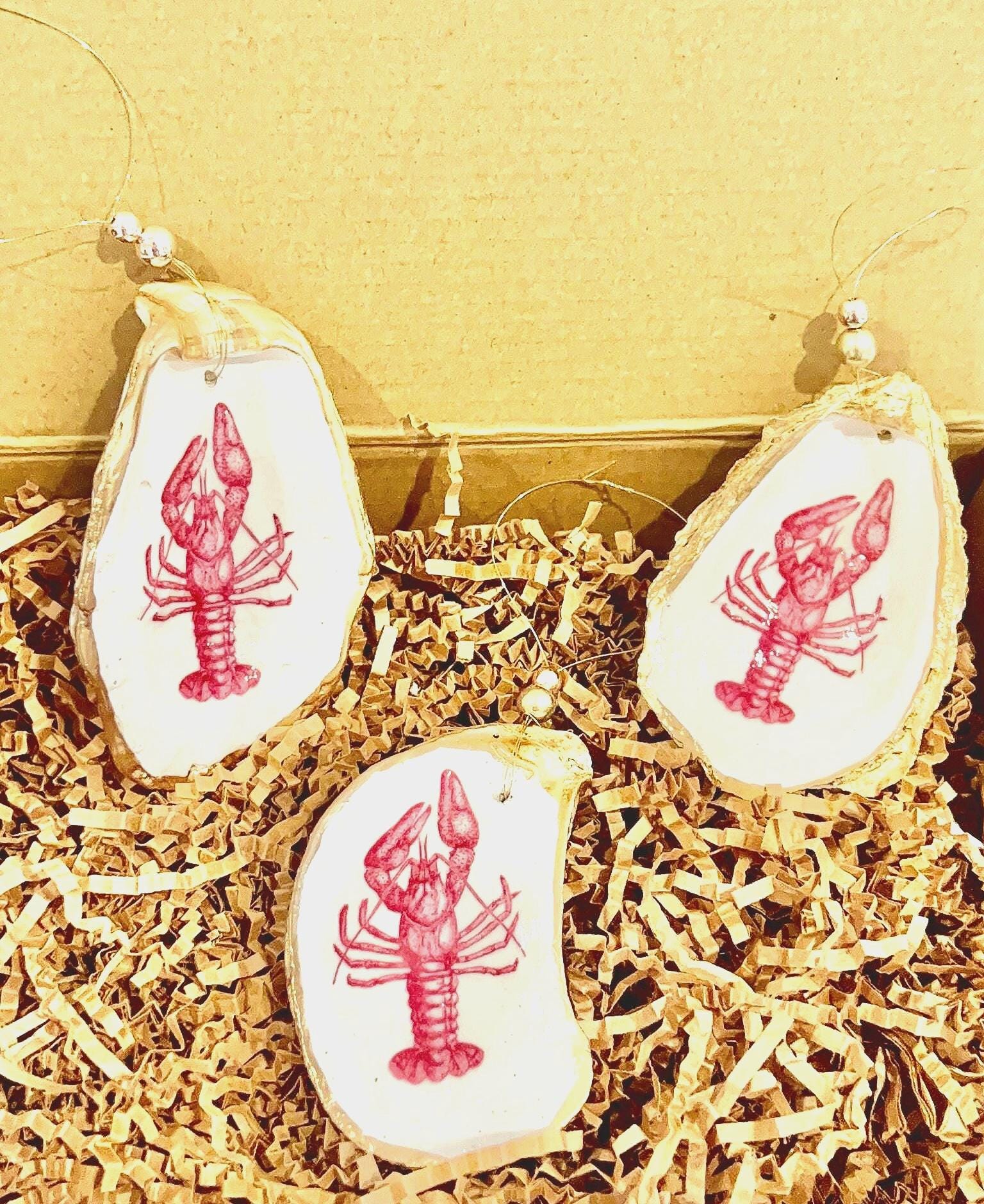 36 Stunning DIY Christmas Tree Decoration Ideas 10 Lobster oyster shell Ornament. Maine Lobster Christmas Ornament.…