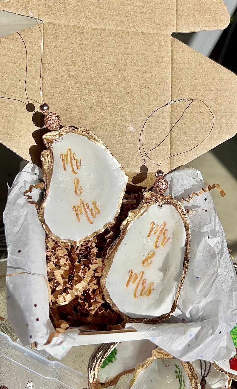 Shell Married First Christmas Married Ornament. New Marriage Oyster Shell Christmas ...