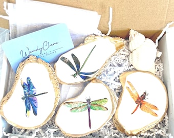 Dragonfly ring dish memorial gift. Dragonfly remembrance gift. Sympathy gift idea. Dragonfly oyster dish. Guardian Angel memorial present.