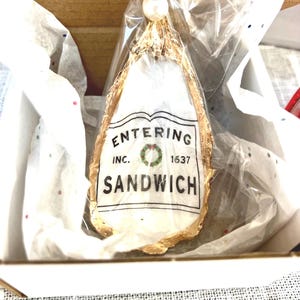 SANDWICH CAPE COD oyster shell Christmas ornament Cape cod ring dish Sandwich Ma gift Cape cod Christmas ornament Cape cod stocking stuffer