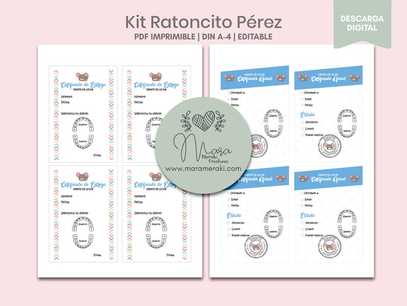 El Ratoncito Pérez Kit Printable Customizable Certificates to Complete ...