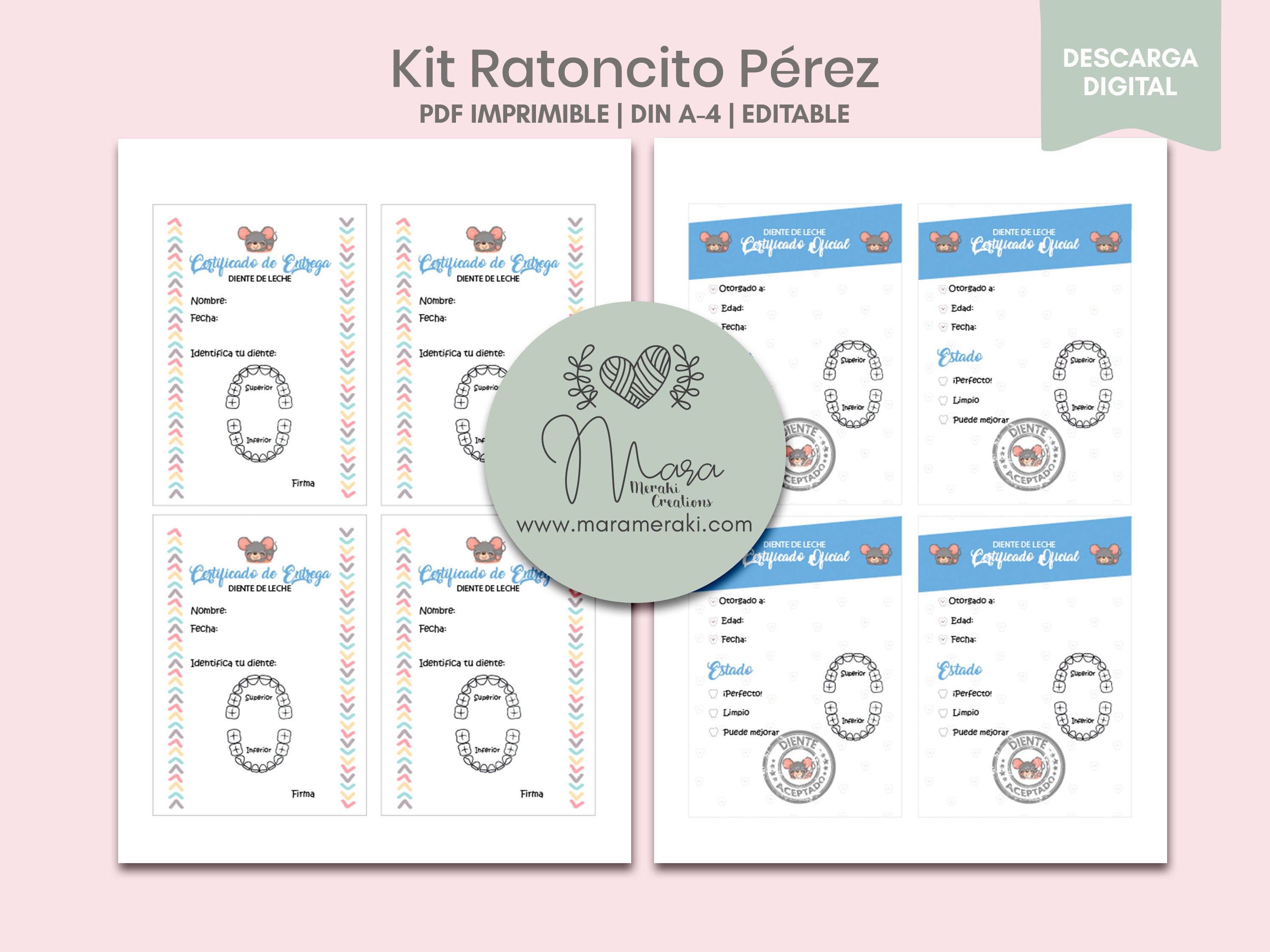 El Ratoncito Pérez Kit Printable Customizable Certificates to Complete ...