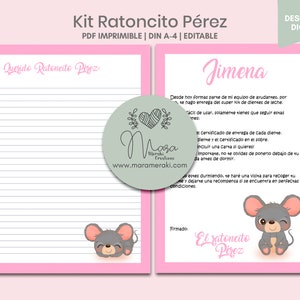 Kit El Ratoncito Pérez Imprimible Personalizable Certificados para ...