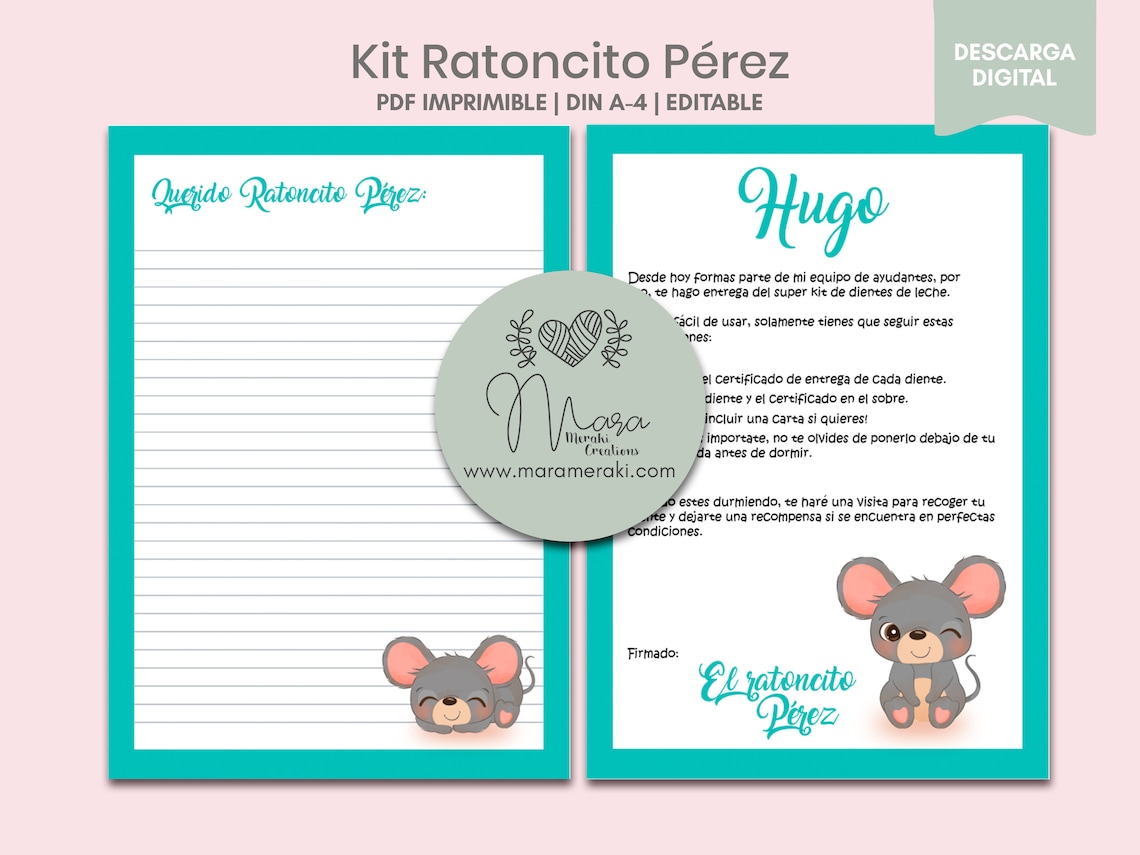 Kit El Ratoncito Pérez - Imprimible - Personalizable - Certificados ...