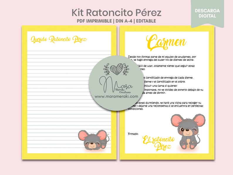 Kit El Ratoncito Pérez Imprimible Personalizable Certificados para ...