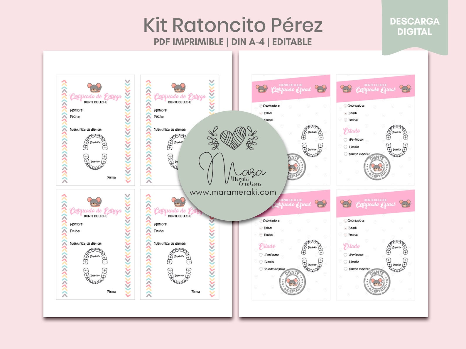 Kit El Ratoncito Pérez Imprimible Personalizable Certificados para ...